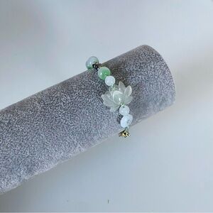 4/$15 White Jade Lotus Hand Braided Adjustable Bracelet
